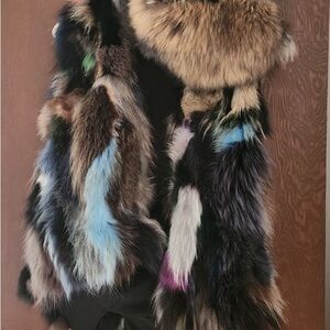 SAM. Multicolour Fur Vest with Hood